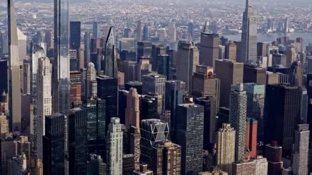 Vista Aérea Arranha Céus Nova York Manhattan Filmado Partir Helicóptero — Vídeo de Stock