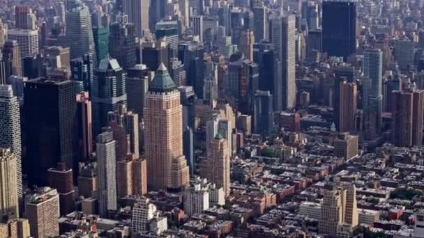 Vue Aérienne Gratte Ciel New York Manhattan Filmé Hélicoptère Paysage — Video