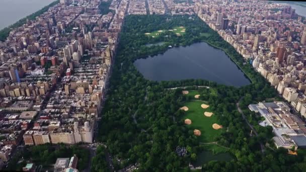 Vue Aérienne Parc Central New York Filmé Hélicoptère Paysage Urbain — Video