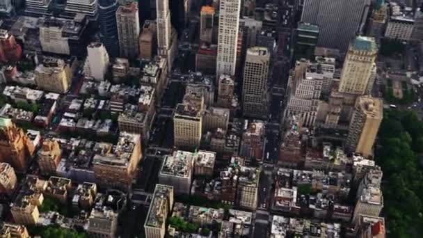 Vue Aérienne Gratte Ciel New York Manhattan Filmé Hélicoptère Paysage — Video