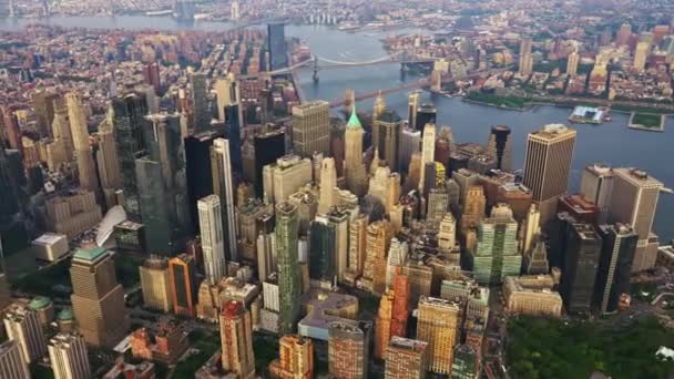 Vue Aérienne Quartier Financier New York Manhattan Filmé Hélicoptère Paysage — Video