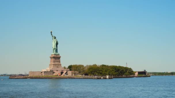 Icónica Estatua Libertad Puerto Nueva York Monumento Famoso Símbolo Los — Vídeos de Stock