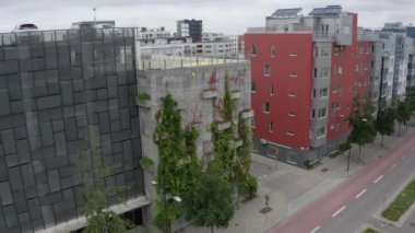Wide Drone Flight Through City Architecture Of Apartments Of Malmo, Scania, Sweden