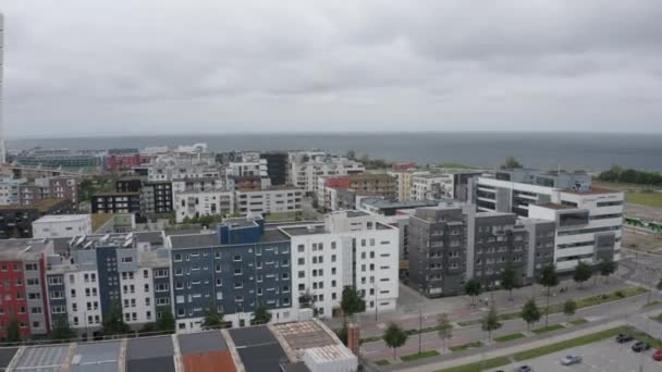 Wide Drone Flight City Apartments Malmo Scania Swedia — Stok Video