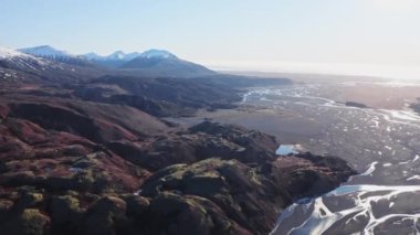 Wide Drone Flight Over Hvannagil Canyon And Mountains, Iceland