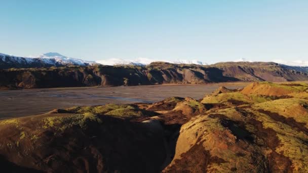 Wide Drone Flight Rising Tilting Hvannagil Canyon Blue Sky Iceland — Stock Video