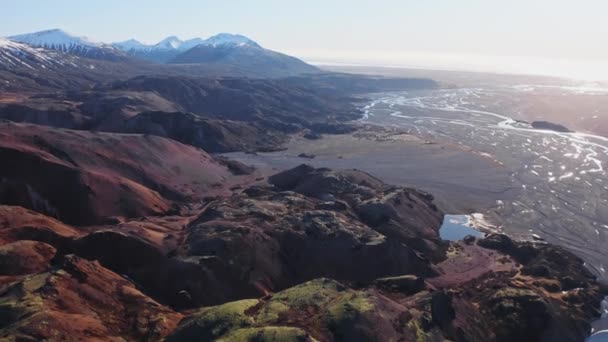 Wide Drone Flight Tilting Hvannagil Canyon Iceland — Video Stock