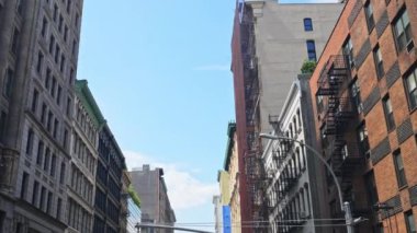 Point Of View Wide Low Angle Shot Moving Down Bleeker Street, New York City