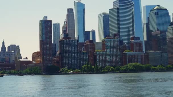Modern High Rising Glass Buildings Manhattan Reflections Windows New York — стокове відео