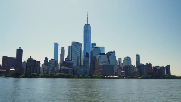 Manhattan Financial District Skyline Daytime Beautiful Cityscape New York View — стоковое видео