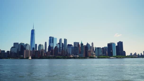 Manhattan Financial District Skyline Daytime Beautiful Cityscape New York View — Wideo stockowe