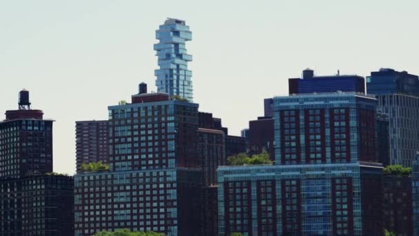 Modern High Rising Glass Buildings Manhattan Reflections Windows New York — Stockvideo
