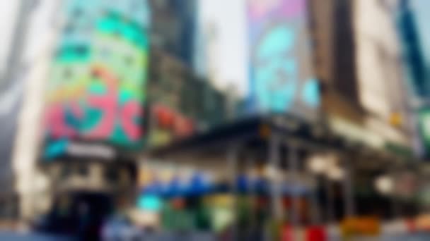 Blurry New York Downtown Cityscape Popular Tourist Destination Panning Shot — ストック動画