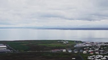 View Through Plane Window on a Beautiful Scenery Outside During Landing. Panoramic Landscape