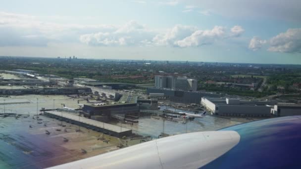 View Airplane Window Airport While Taking Beautiful Scenery Window — Stockvideo