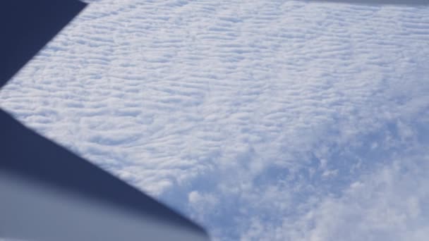 View Plane Window Beautiful Sea White Fluffy Clouds Flight Beautiful — Stock Video