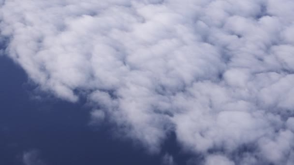 View Plane Window Beautiful Sea White Fluffy Clouds Flight Beautiful — Wideo stockowe