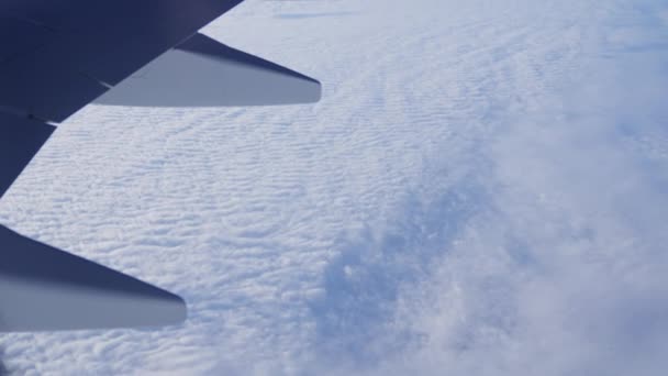 View Plane Window Aircrafts Wing White Clouds Flight Beautiful Scenery — Vídeo de Stock