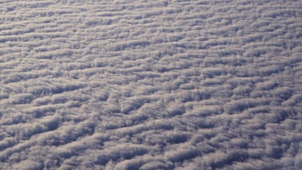View Plane Window Beautiful Sea White Fluffy Clouds Flight Beautiful — Video Stock