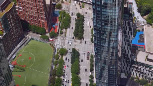 Wide Slow Motion High Angle Shot Panning Traffic New York — 비디오