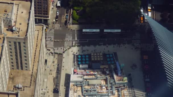 Wide Slow Motion High Angle Shot Construction Site New York — Vídeos de Stock