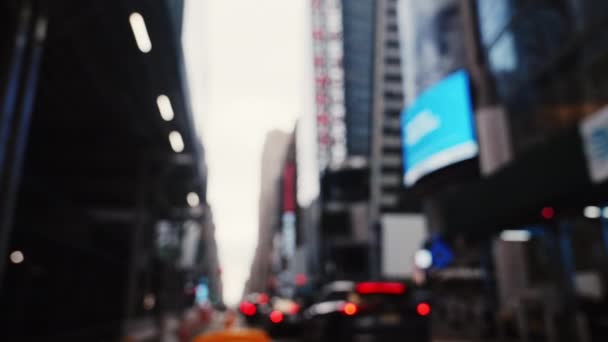 Cars Brake Lights Traffic Jam Midtown New York Defocused Cityscape — Video Stock