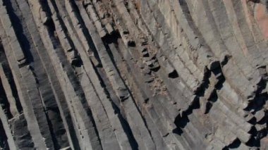 Medium Slow Motion Drone Shot Over Basalt Rocks Of Studlagil Canyon, Glacier Valley, Jokuldalur, Iceland