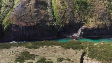 Panning Drone Flight Over Studlagil Canyon, Glacier Valley, Jokuldalur, Iceland