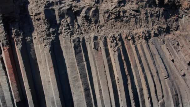 Medium Slow Motion Drone Shot Basalt Rocks Studlagil Canyon Glacier — Stock video