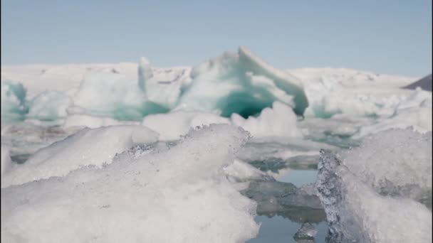 Close Ice Formations Jokulsarlon Glacier Lagoon South Coast Iceland Slow — Stock video