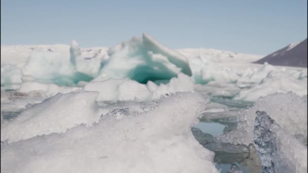 Close Ice Formations Jokulsarlon Glacier Lagoon South Coast Iceland Slow — Vídeo de Stock