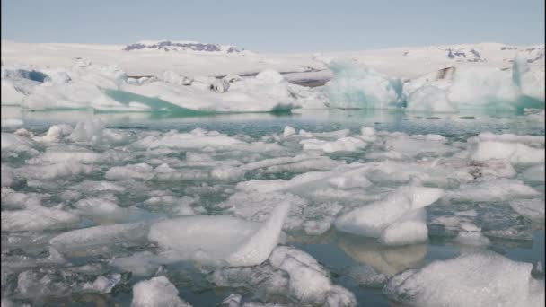Ice Formations Water Jokulsarlon Glacier Lagoon South Coast Iceland Slow — Vídeo de Stock