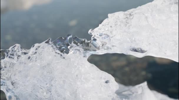 Close Transparent Ice Formations Jokulsarlon Glacier Lagoon South Coast Iceland — 비디오