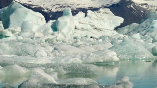 Close Ice Formations Jokulsarlon Glacier Lagoon South Coast Iceland Amazing — ストック動画