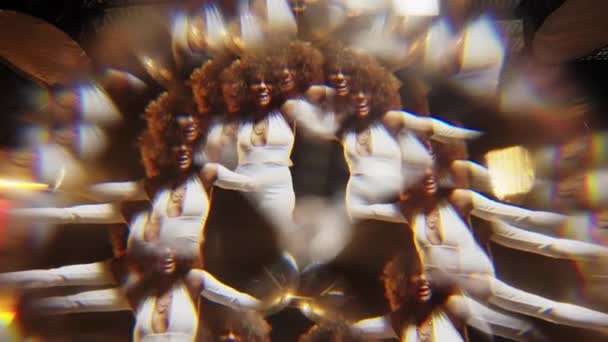 Kaleidoscope Effect Shot Charming African American Woman Fluffy Afro Style — стоковое видео