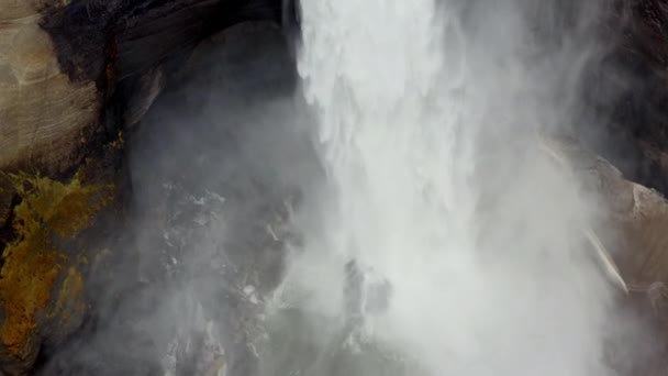 Aerial Majestic Haifoss Waterfall Spectacular Scenery Iceland Slow Motion High — Video Stock