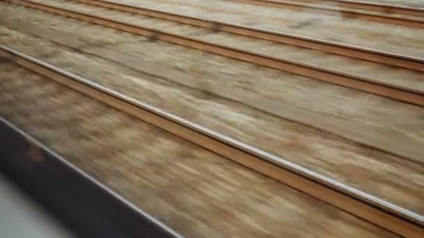 Middelhoog Gezichtspunt Schot Van Trein Van Spoorlijnen — Stockvideo