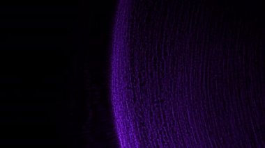 Aydınlık, dairesel ve siyah arkaplan üzerinde dönen mor rengin yakın çekimi