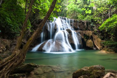 Waterfall in National Park , Kanchanaburi Province , Thailand clipart