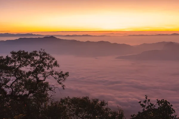 Doi chiang dao 山から眺める日の出ポイントします。 — ストック写真