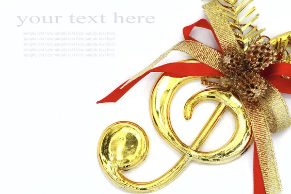 Christmas with musical signs and color ribbon. — Stock Photo, Image