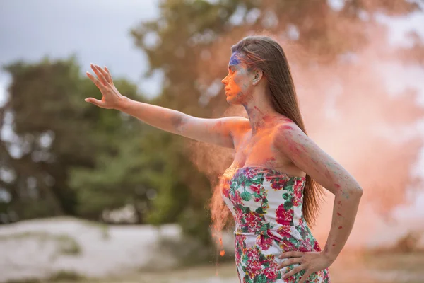 Woman in fire — Stock Photo, Image