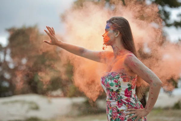 Woman on fire — Stock Photo, Image