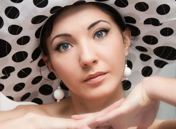 Sexy woman wearing white hat — Stock Photo, Image