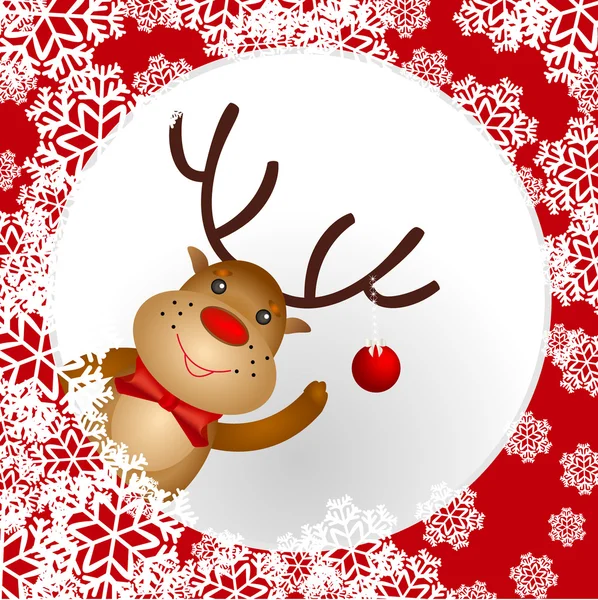 Karácsonyi üdvözlőlap szarvasokkal — Stock Vector