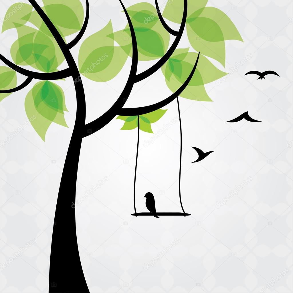 Tree and birds stylized