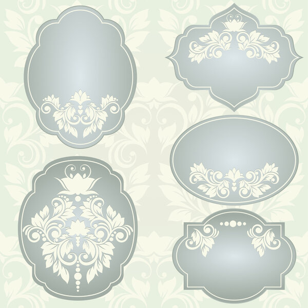 Набор векторных рам с цветочными орнаментами
