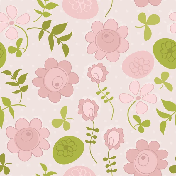 Seamless pattern with flowers and birds. Cute seamless. — Stock Vector