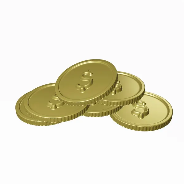 Gold Coins Isolated Image Rendering — Stock Photo, Image