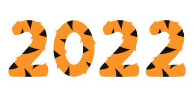 Yıl 2022 numara tasarım şablonu. Yılın sembolü oldu. Beyaz arkaplanda izole edilmiş düz ve çizgi film tarzında vektör illüstrasyonu